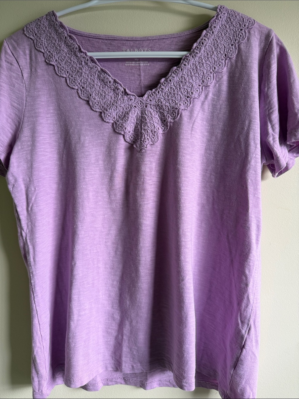 2 for $20. Talbots Lavender Lace-Trim V-Neck Short Sleeve Tee